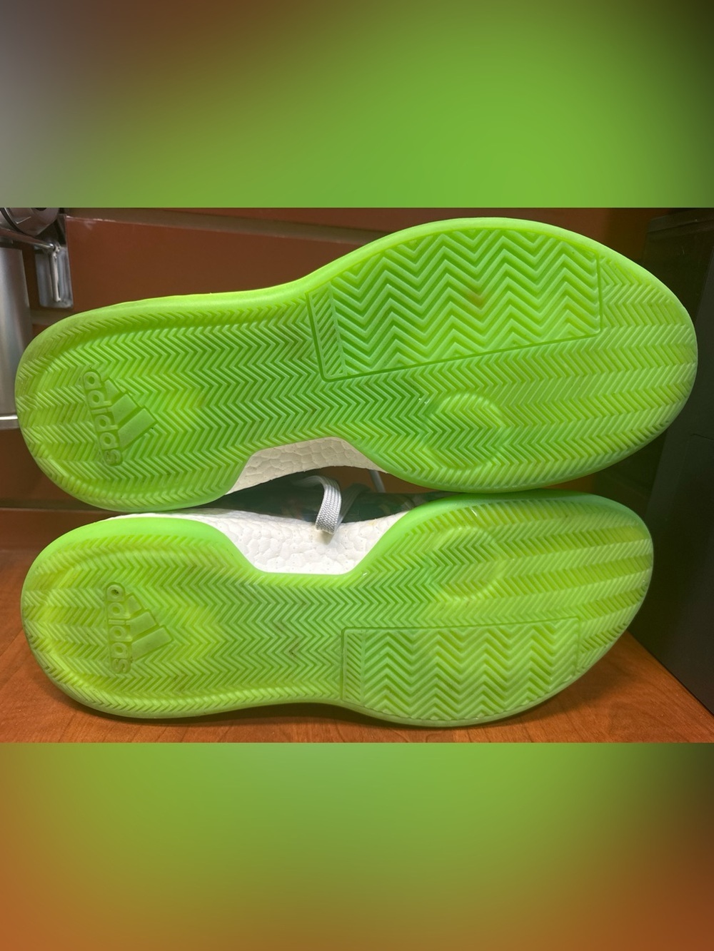 adidas Multicolor High-Top Sneakers with Neon Green Sole - Picture 6 of 6